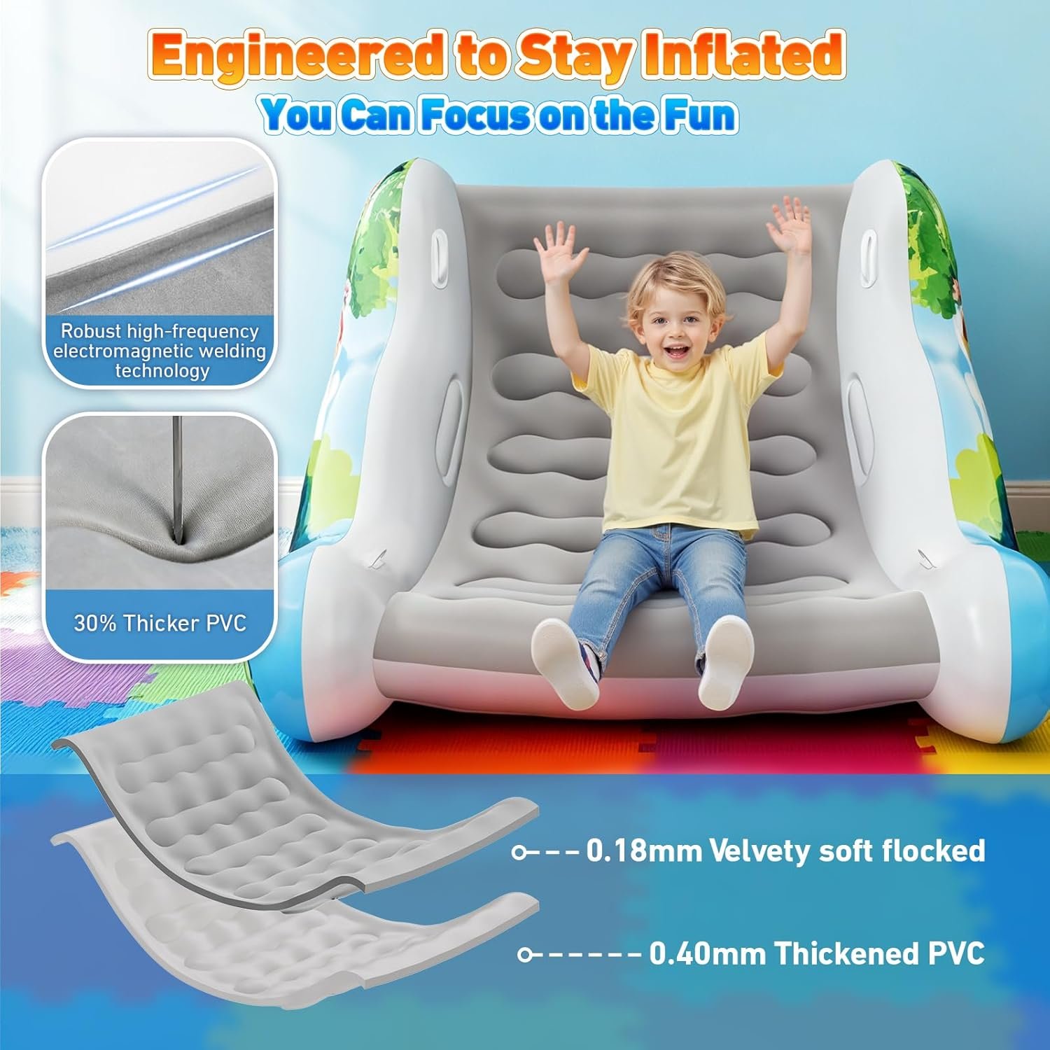 Sensory Chair for Kids, Inflatable Rocking Chair for Kids with Autism & ADHD, Air Cloud Rocker for Toddler as 3 4 5 6 7 8 Year Old Boy Girl Gifts, Autism Sensory Products Training Body Coordination - Image 6