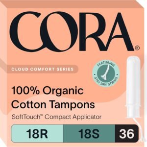 Cora Organic Cotton Tampons Multipack (18 Regular, 18 Super Tampons)