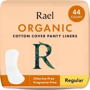 Rael Panty Liners for Women, Organic Cotton Cover – Regular Pantiliners, Light Absorbency, Unscented, Chlorine Free (Regular, 44 Count)