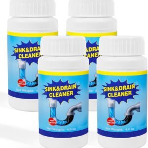 Sink and Drain Cleaner Powder for Kitchen and Bathroom Sinks Shower Tub – Drain Clog Remover Unclogging Cleaner for Daily Cleaning (4 Pack)