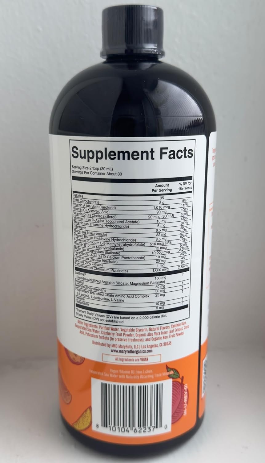 MARYRUTH'S Liquid Multivitamin + Hair Growth | Clinically Tested in Women for Thicker Hair & Facial Wrinkles | Biotin 10000mcg | Lustriva Hair Growth Supplements | Skin Care | Ages 18+ | 30 Fl Oz - Image 13