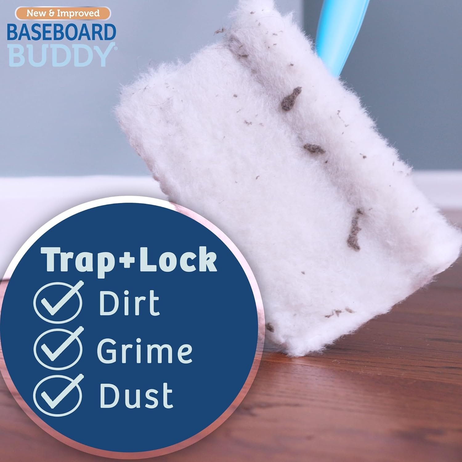 Baseboard Buddy | Lightweight Home Cleaning Essential, Perfect for Baseboards, Moldings & Walls, Glide & Wipe Trapping & Locking Dirt & Dust | As Seen on TV, (1 Baseboard Buddy & 3 Reusable Pads) - Image 3