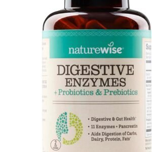 NatureWise Digestive Enzymes – Multi Enzymes with Probiotics + Prebiotics – Post Mealtime Comfort & Bloating Support + Aids Digestion and Gut Health – Soy-Free, Non-GMO – 60 Capsules[1-Month Supply]