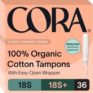 Cora Organic Cotton Tampons Multipack (18 Super, 18 Super Plus Tampons)