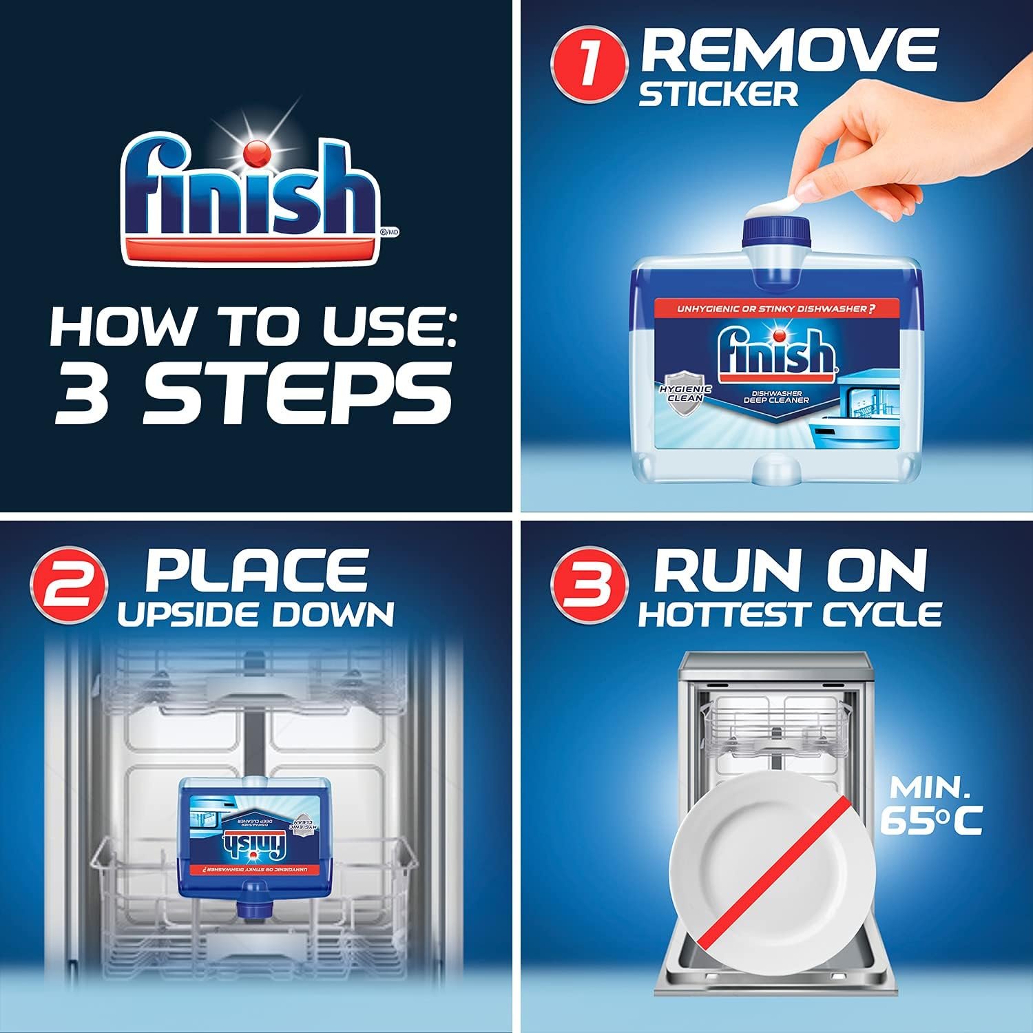 Finish Dual Action Dishwasher Cleaner: Fight Grease & Limescale, Fresh 8.45 oz.(Pack of 4) - Image 4