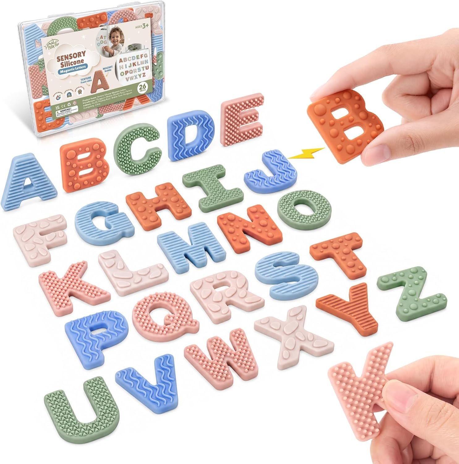 Sensory Silicone Alphabet Magnetic Letters: 26 Uppercase ABC Fridge Magnets for Toddlers & Kids 3+, Preschool Learning Refrigerator ABC Educational Toys, Cute Birthday Gifts for Boys Girls Girl Kids