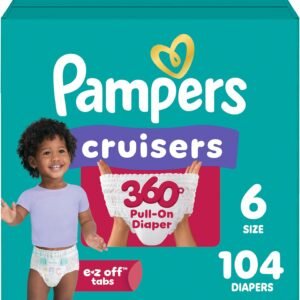 Pampers Diapers – Cruisers 360 – Size 6, 104 Count, Babyproof up to 100% Leakproof Pull-On Diaper