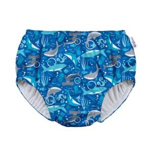 green sprouts Pull-up Reusable Absorbent Swim Diaper, Royal Blue Sharks, 24 Months