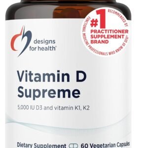 Designs for Health Vitamin D Supreme – Vitamin D 5000 IU with 2000mcg Vitamin K as MK4 for Bone Health, Heart Health, Mood & Immune Support – Vitamin D3 Enhanced with GG Supplement (60 Capsules)