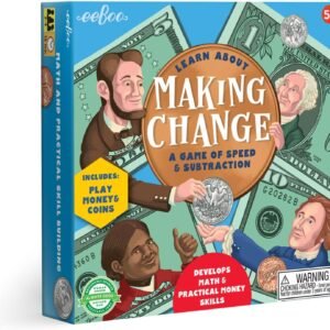 eeBoo: Making Change Game, 50 Item Cards with Play Money, Develop Math and Practical Money Skills, Perfect for Ages 5 and up