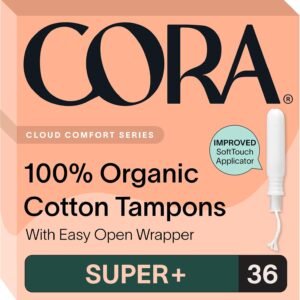 Cora Organic Cotton Tampons (36 Super Plus Tampons)