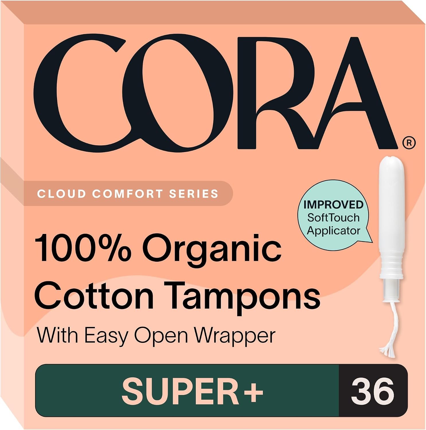 Cora Organic Cotton Tampons (36 Super Plus Tampons)