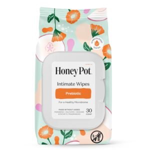 The Honey Pot Company – Feminine Wipes – Prebiotic – Herbal Infused w/Aloe Vera, Apple Cider Vinegar, & Probiotics – pH Balanced – Feminine Care for Sensitive Skin – Cleansing Wipes for Women – 30ct