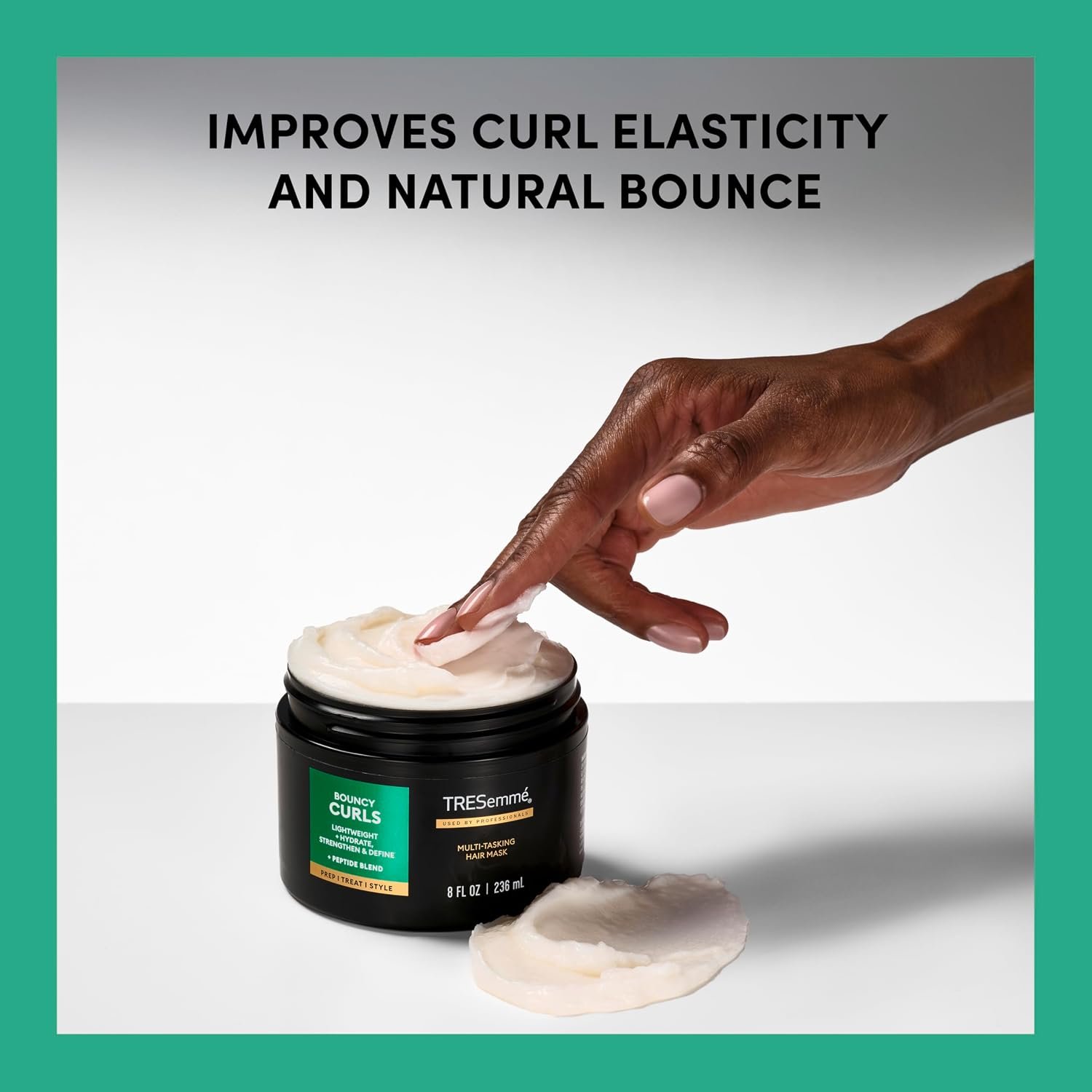 TRESemmé Multi-Tasking Hair Mask 1 ct Bouncy Curls to Lightweight + Hydrate, Strengthen & Define, with Peptide Blend, 8 fl oz - Image 3