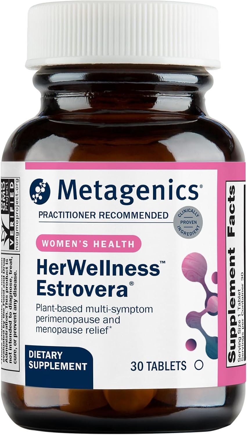 Metagenics HerWellness Estrovera - Hormone-Free Plant-Based Supplement - Supports Menopause & Perimenopause Relief - Hot Flashes, Night Sweats, Multi-Symptom Support - Vegetarian, Non-GMO - 30 Tablets