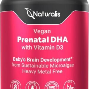 Naturalis Vegan Prenatal with Full Specrum Omega-3 | Algae DHA, EPA, DPA, Vitamin D3 & Active Folate L 5-MTHF | Vegan Society Certified, Sustainably Sourced, Non-GMO & Soy Free | 60 Veggie Softgels