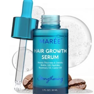 MAREE Hair Growth Serum – Caffeine Peptides Castor Rosemary Oil for Hair Growth – Products for Women & Men – Hair Oils for Hair Growth – Hair Regrowth Tonic – Scalp Serum – Suero Para El Cabello