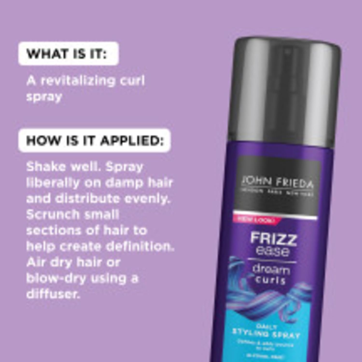 John Frieda Anti Frizz, Frizz Ease Dream Curls Daily Styling Spray for Curly Hair, Magnesium-enriched Formula, 6.7 Oz - Image 5