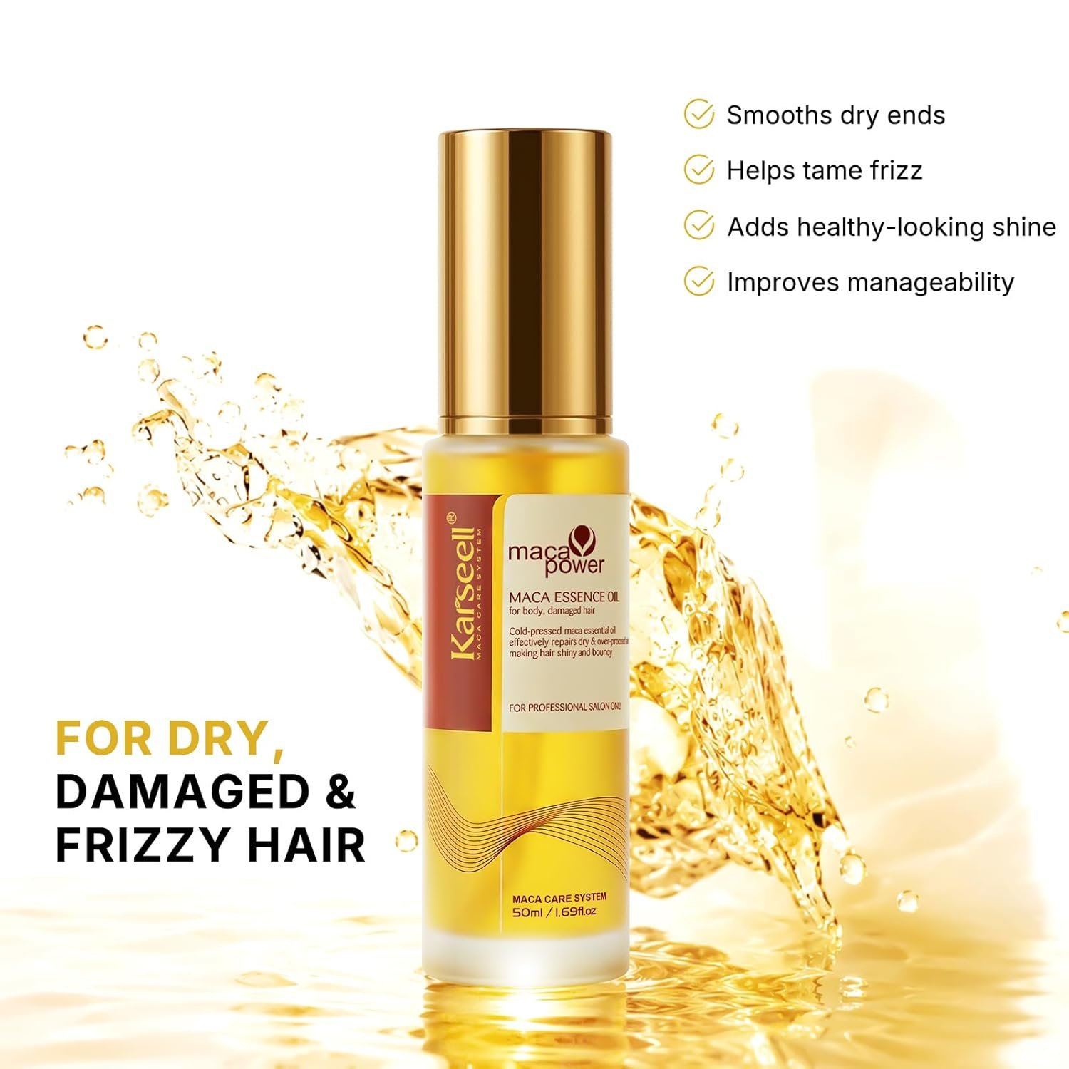 Karseell Moroccan Argan Oil for Hair Healing Cold Pressed Weightless Argan Oil Hair Serum for Dry Damaged Hair 50ml - Image 3