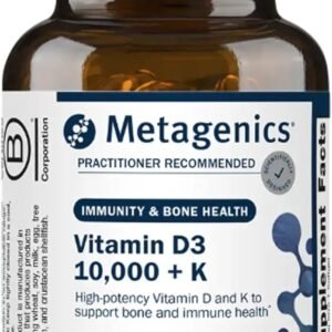 Metagenics Vitamin D3 and Vitamin K2 10,000 IU with MK-7- Vitamin D3 with K2 for Immune Support, Bone & Heart Health-Non-GMO, Gluten-Free-60 Softgels