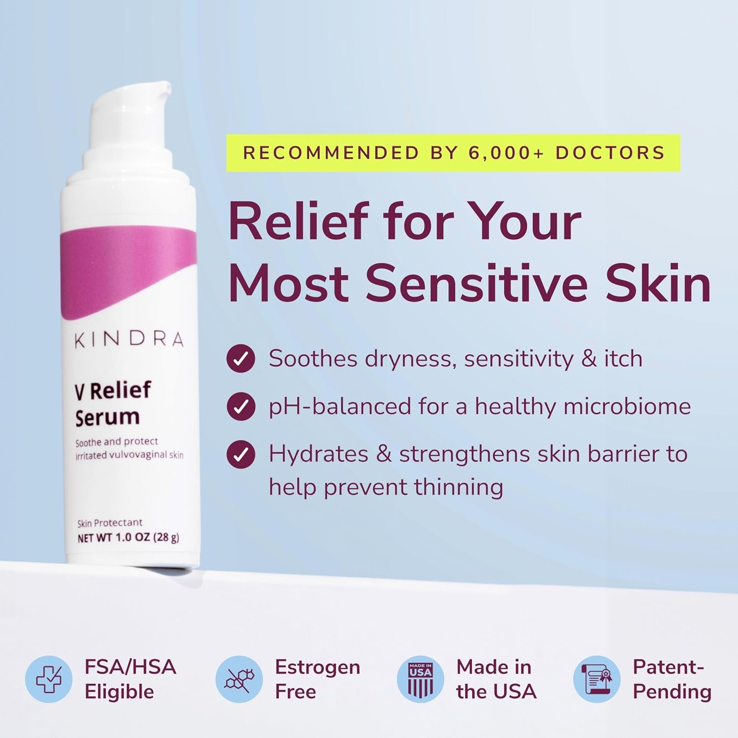 Kindra V Relief Serum - Perimenopause & Menopause Support Moisturizer for Intimate Discomfort - Vegan Feminine Moisturizer for Intimate Skin Care Specially Formulated for Sensitive Skin - (1oz) - Image 2