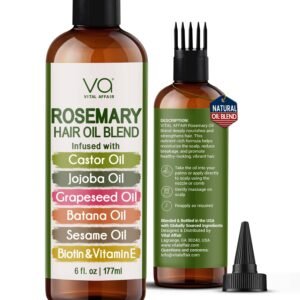 Blend Of Pure Rosemary Oil For Hair Growth With Castor, Batana, Jojoba Oil-Infused With Biotin & Vitamin E-Blend of Effective Hair Oils for Hair Growth-Strengthening Treatment-By Vital Affair-6 Fl Oz