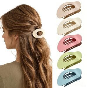 Flat Hair Clips 5 Pack – Matte Flat Hair Claw Clips for Women Girls, Non-Slip Strong Hold Hair Accessories for All Hair Types, Daily Wedding Party Date Beach Use (Light Matte)