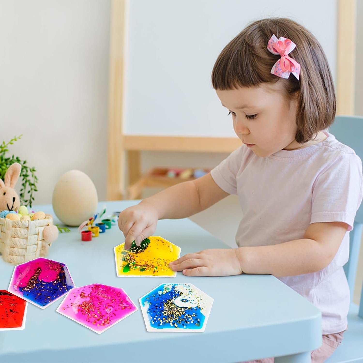 Onyoloy Sensory Soft Gel Liquid Toys - Hexagon Sensory Motion Fidget for Autism Kids, Stress Relief & Focus, Home School Therapy Travel Toys (6 Pack) - Image 6