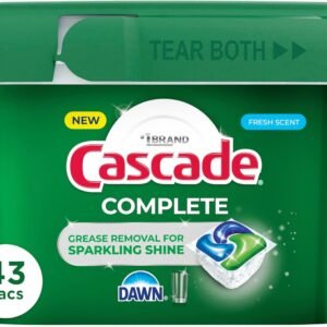 Cascade Complete Action Dishwasher Detergent Pods Fresh Scent Dishwasher Pods and Tablets, Powerful Dishwashing Detergent for Spotless Dishes, Grease-Fighting Dish Pods and Dish Tabs, 43 Count