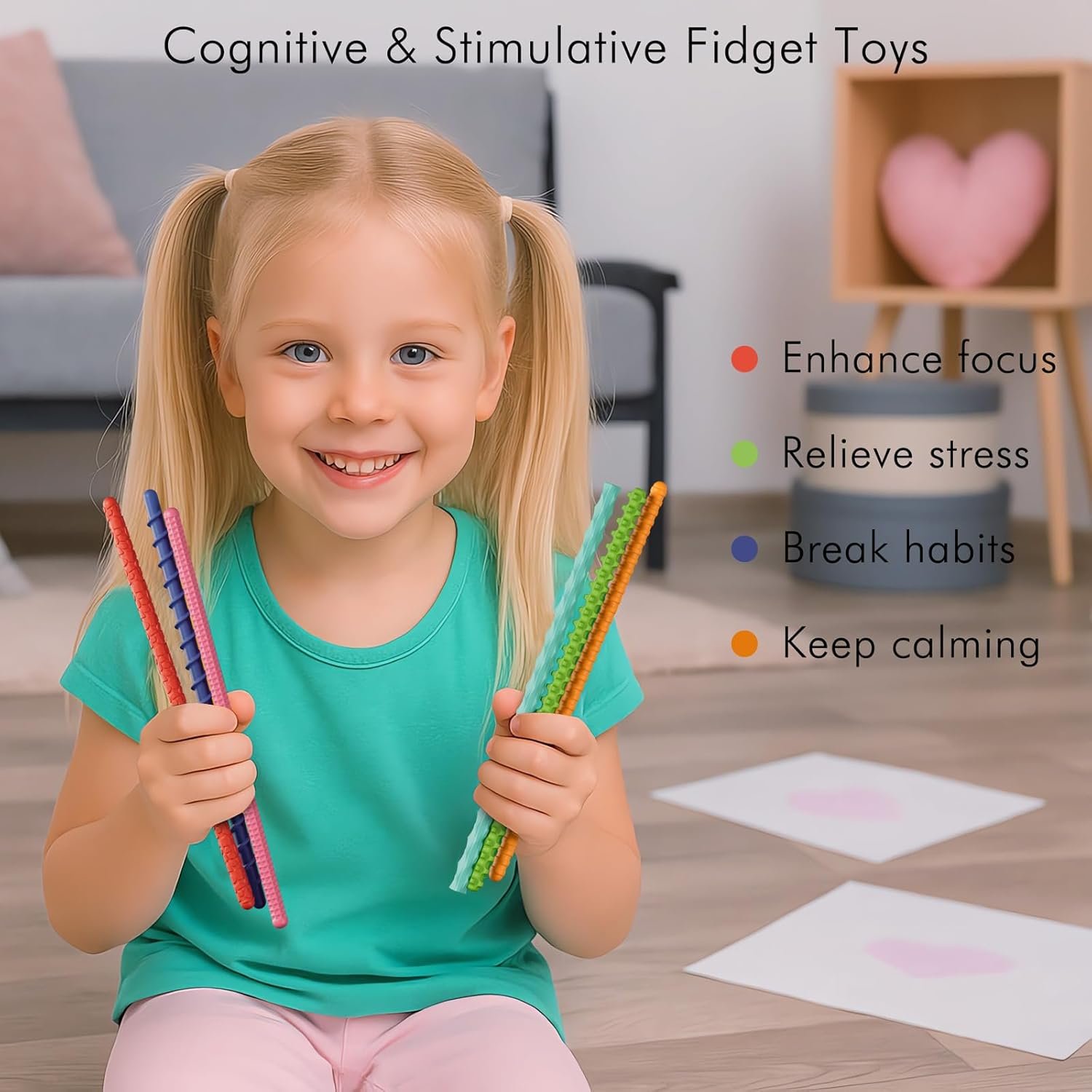 Sensory Fidget Toys for Kids Adults,6PCS Flexible Fidget Sticks for Stress Anxiety Autistic ADHD, Calm Down Travel Airplane Classroom Students Prizes Toys, Stocking Stuffers for Teens Boys Girls - Image 3