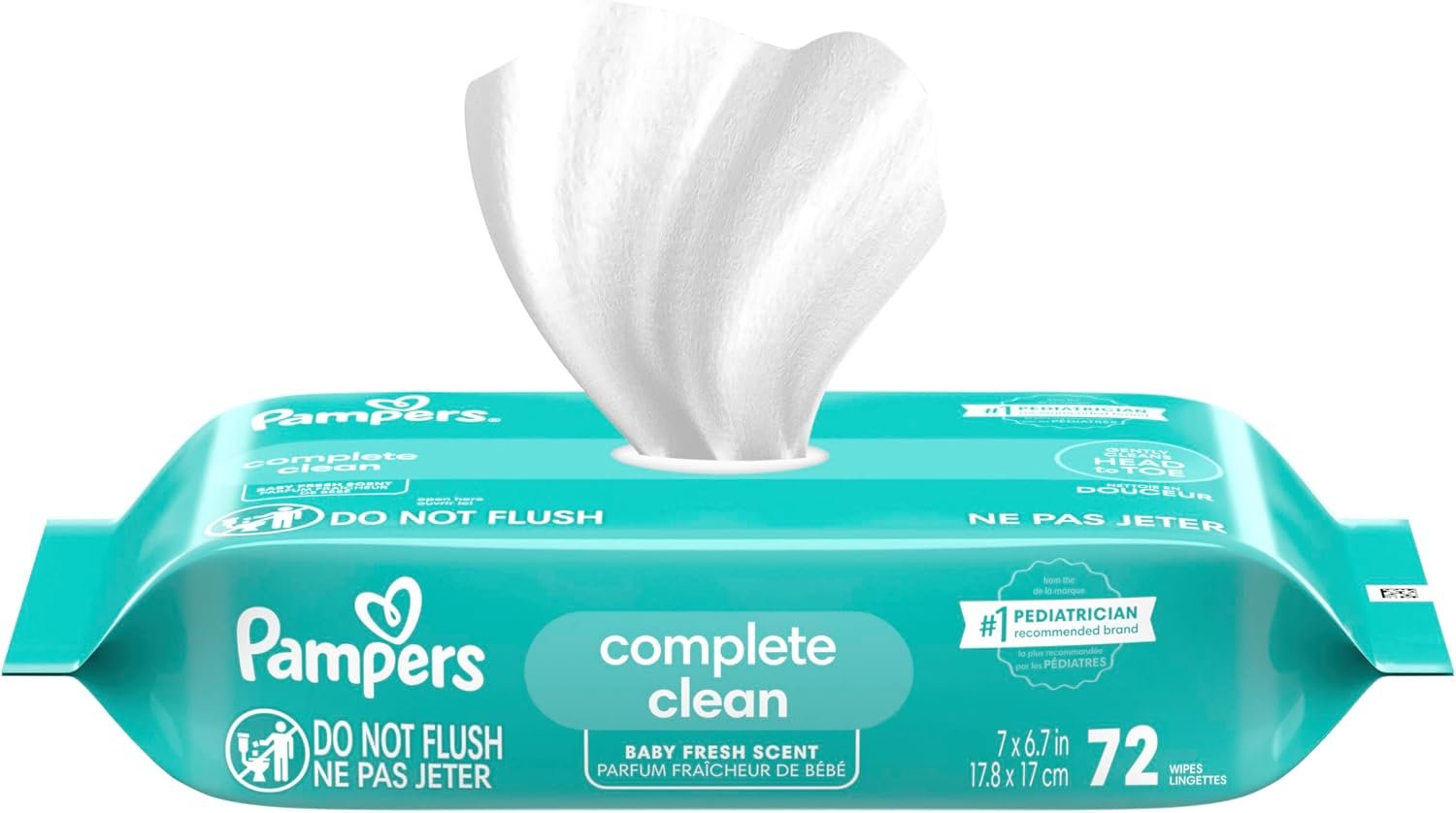 Pampers Baby Wipes, Complete Clean Baby Fresh Scented Wipe, Gently Cleans Head to Toe, 864 Total (12 Flip-Top Packs) - Image 8
