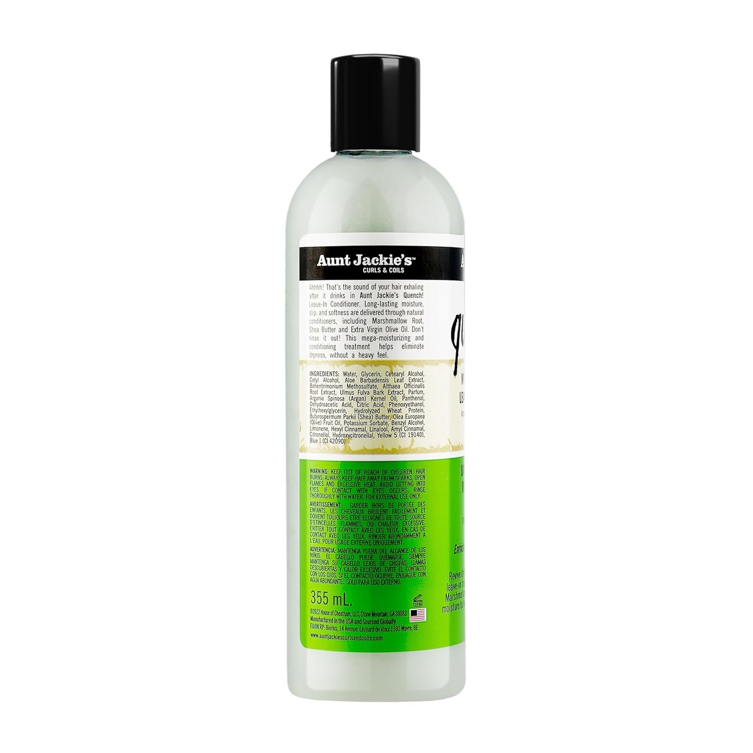 Aunt Jackie's Curls and Coils Quench Moisture Intensive Leave-In Hair Conditioner for Natural Curls, Coils and Waves, Enriched with Shea Butter, 12 oz - Image 9