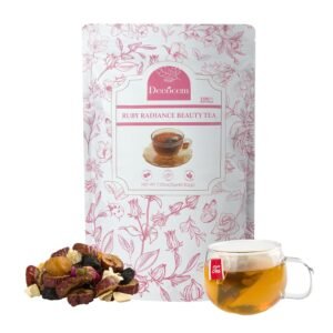 Deeocem Ruby Radiance Beauty Tea Bags – Rose Hibiscus Goji Berry Herbal Tea for Skin Glow, 40 Count Caffeine Free, Antioxidant Rich Beauty Blend, Individually Wrapped, Non-GMO Women’s Wellness Tea Gift