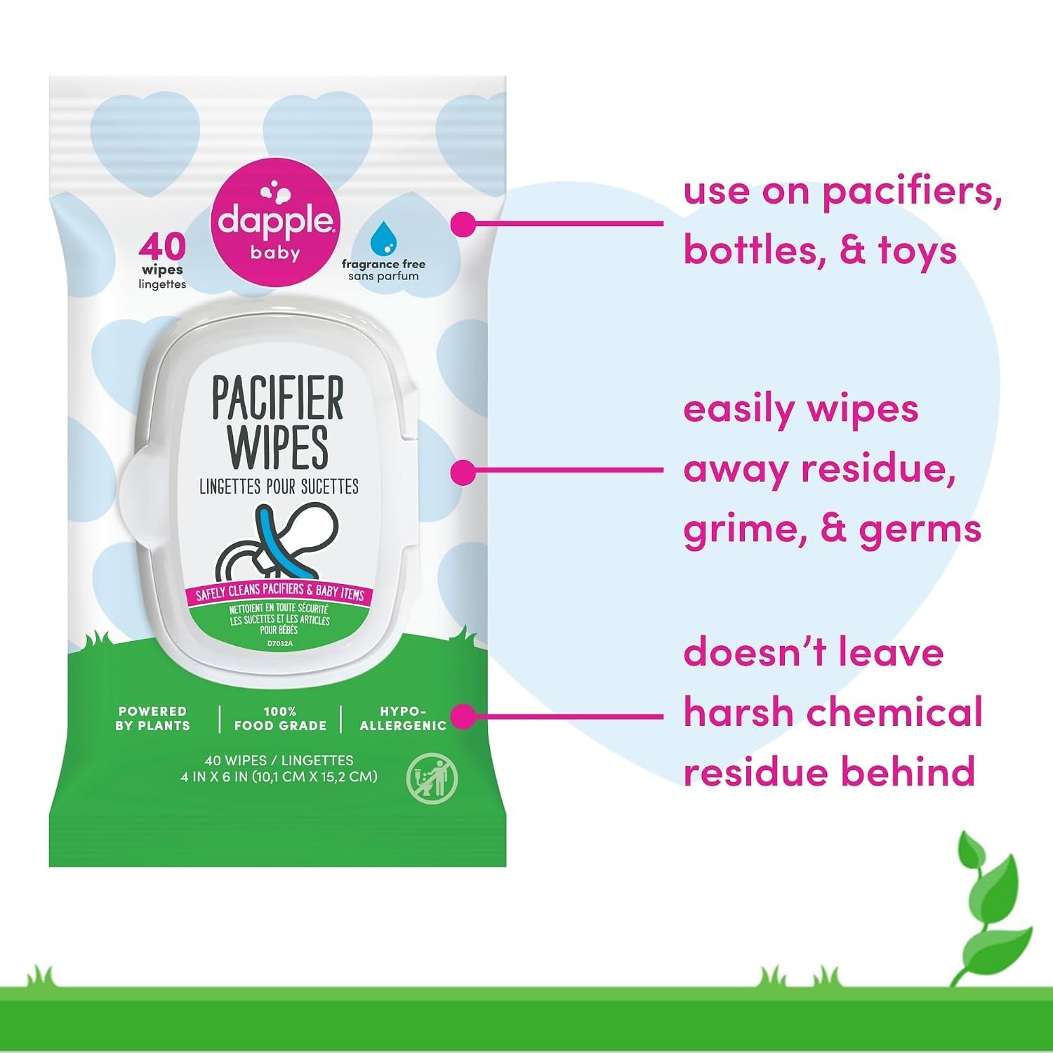 Dapple Baby Pacifier Wipes for Infants and Toddlers - (3 Pack) 40 Count - Fragrance-Free, Hypoallergenic & Food-Grade - Diaper Bag Essentials - Image 2