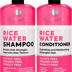 Rice Water Shampoo and Conditioner Set – Sulfate Free for Thin and Fine Hair – Fuller, Thickening Formula for Women and Men – With Strengthening Saw Palmetto – Anti Thinning, Volumizing for Thick Hair