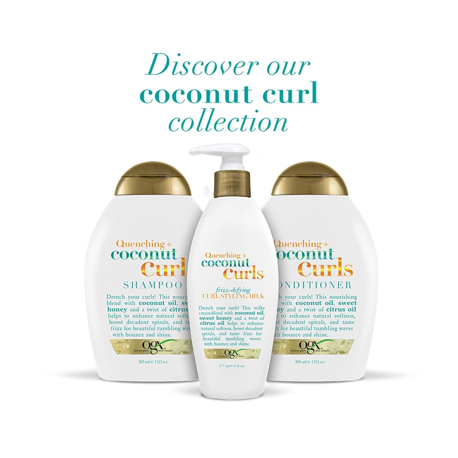 OGX Quenching + Coconut Curls Frizz-Defying Styling Milk, Nourishing Leave-In Hair Treatment with Coconut, Citrus Oil & Honey, Paraben-Free and Sulfated-Surfactants Free, 6 fl oz - Image 8