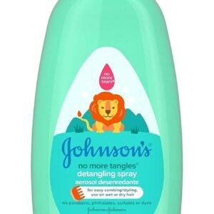 Johnson’s No More Tangles Toddler & Kids Detangling Spray to Unlock Knots in Hair, Hypoallergenic & Paraben-Free, No More Tears Tear-Free Formula For Wet or Dry Hair, 10 fl. oz
