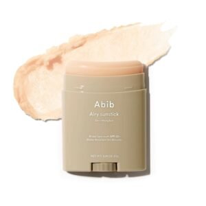 Abib Airy Sunstick Protection Bar SPF50+ Broad Spectrum, Semi-Matte Sunscreen Stick for Oily & Combination Skin, No White Cast, Water-Resistant, Korean Sunscreen, 0.81 oz / 23 g
