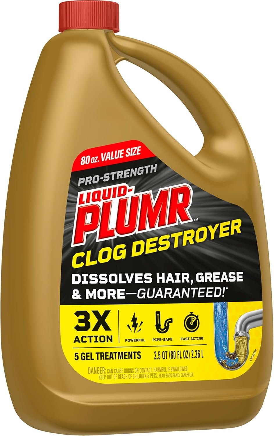 Liquid-Plumr Pro-Strength Full Clog Destroyer, Bathroom & Kitchen Sinks, Shower and Tub Drain, Safe for Pipes, Liquid Drain Cleaner, 80 Fluid Ounces - Image 11