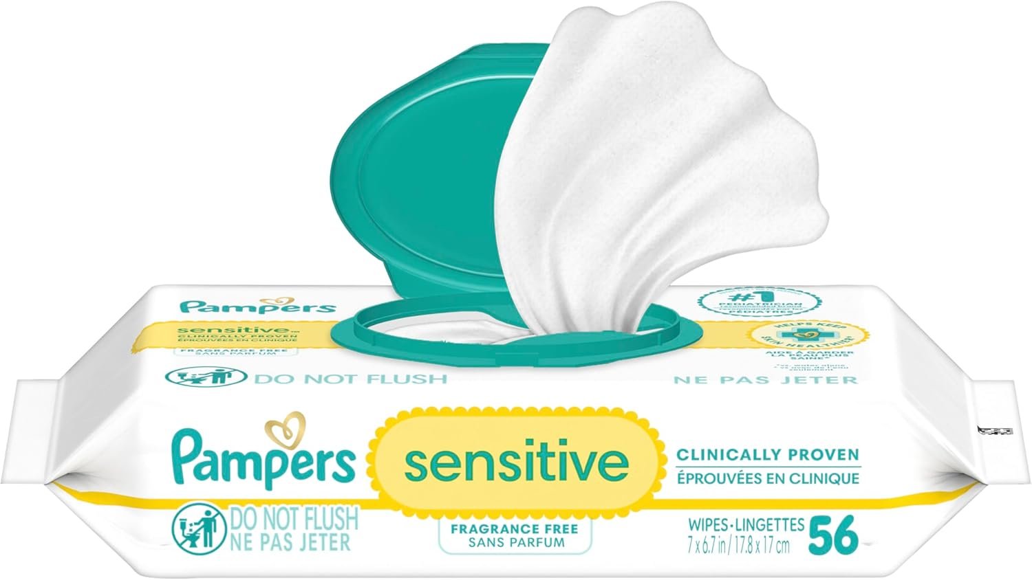 Pampers Sensitive Baby Wipes - Fragrance Free 56 Count, 1X