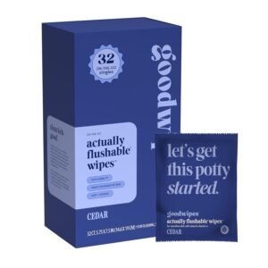 goodwipes Flushable Wipes for Women – Cedar Individually Wrapped Travel Butt Wipes To Go, Mini Purse & Festival Essentials for Adults, pH Balanced for Feminine Hygiene, 32 Count (1 Pack)