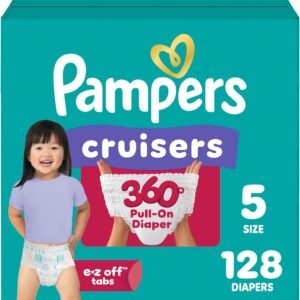 Pampers Diapers – Cruisers 360 – Size 5, 128 Count, Babyproof up to 100% Leakproof Pull-On Diaper