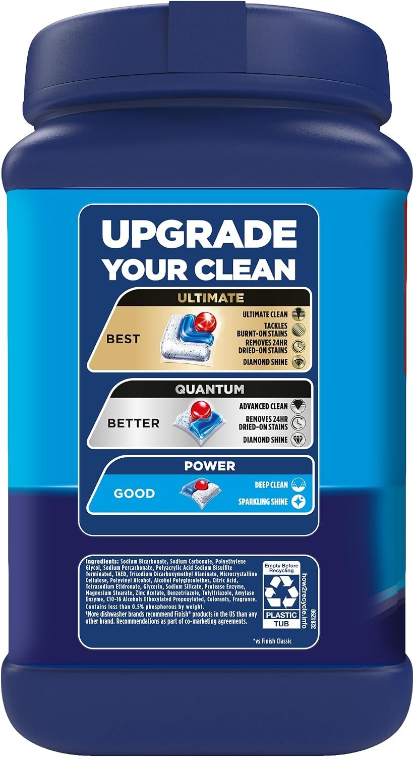 Finish Classic Dishwasher Pods, No Pre-Rinse Dishwasher Detergent Soap For Clean & Shine Everyday with Grease Fighting Power, 84 Count - Image 10