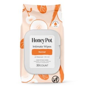 The Honey Pot Company – Feminine Hygiene Wipes – Normal – pH Balancing, Herbal Infused Plant-Based Feminine Care for Sensitive Skin – Cleansing Wipes for Women – 30ct