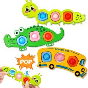 3PC Fidget Popper Sensory Toys Airplane Travel Activities for Toddlers Goodie Bags Pop It Fidget Toys for 12+ Month Babies 1 2 3 Year Old Girls Boys Valentine Gift Easter Basket Stuffer Gift