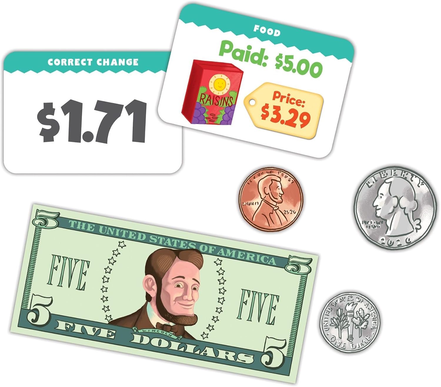 eeBoo: Making Change Game, 50 Item Cards with Play Money, Develop Math and Practical Money Skills, Perfect for Ages 5 and up - Image 3