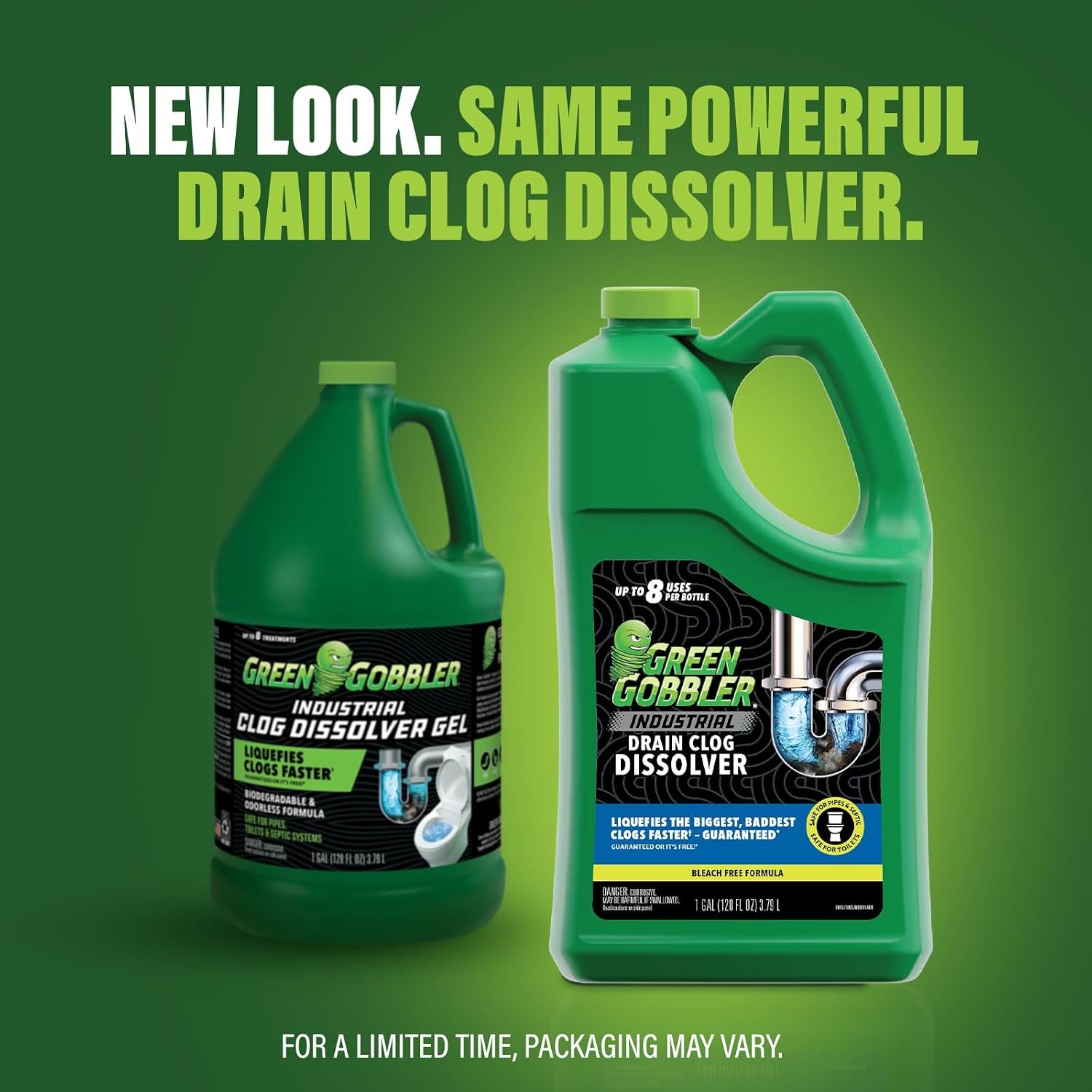 Green Gobbler Industrial Strength Grease and Hair Drain Clog Remover | Drain Cleaner Gel | Safe for Pipes, Toilets, Sinks, Tubs, Drains & Septic Systems | 1 Gallon - Image 3