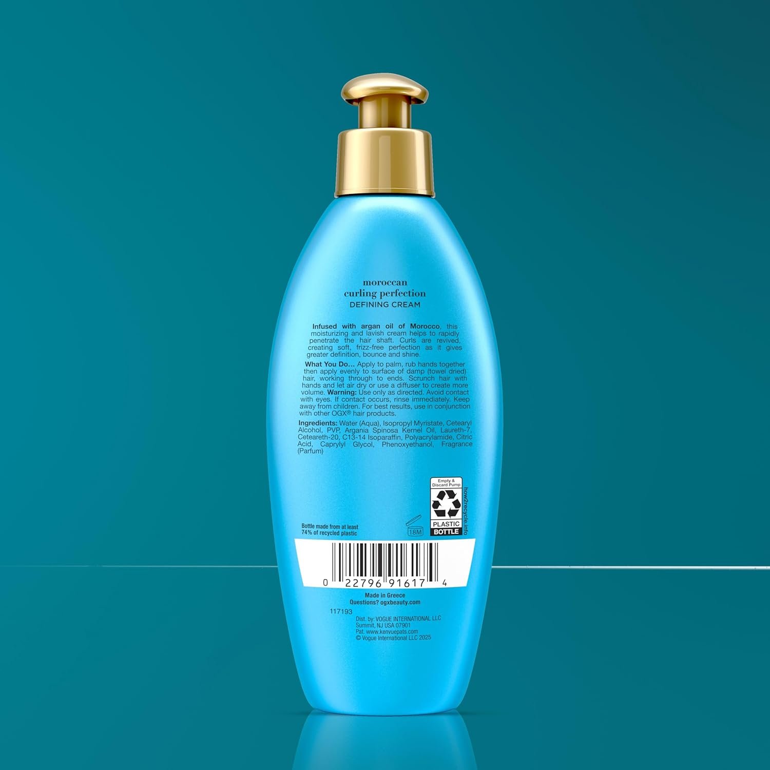 OGX Argan Oil of Morocco Curl-Defining Styling Cream, Anti-Frizz Curl Cream for Curly Hair & All Textures, Cold-Pressed Argan Oil, Paraben-Free, Sulfate-Free Surfactants, Curly Hair Products, 6 oz - Image 8