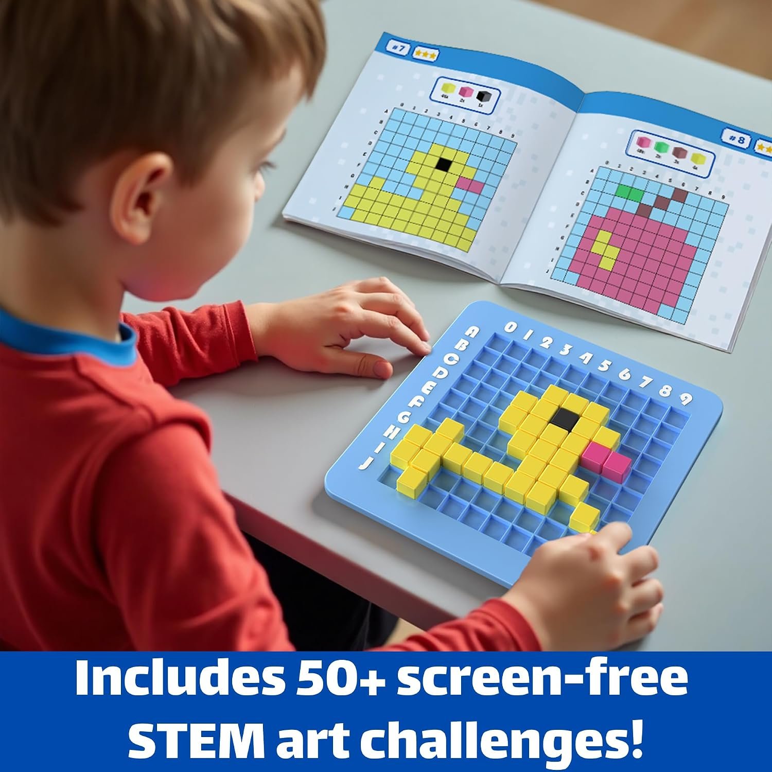 STEM Toys Pixel Art Kit for Kids - Arts and Crafts for Boys & Girls - Educational Science Kits & STEM Activities for Kids Ages 5-8-12 Gifts for 5, 6, 7, 8, 9, 10 Year Old - Brain Teasers Toy (Medium) - Image 2
