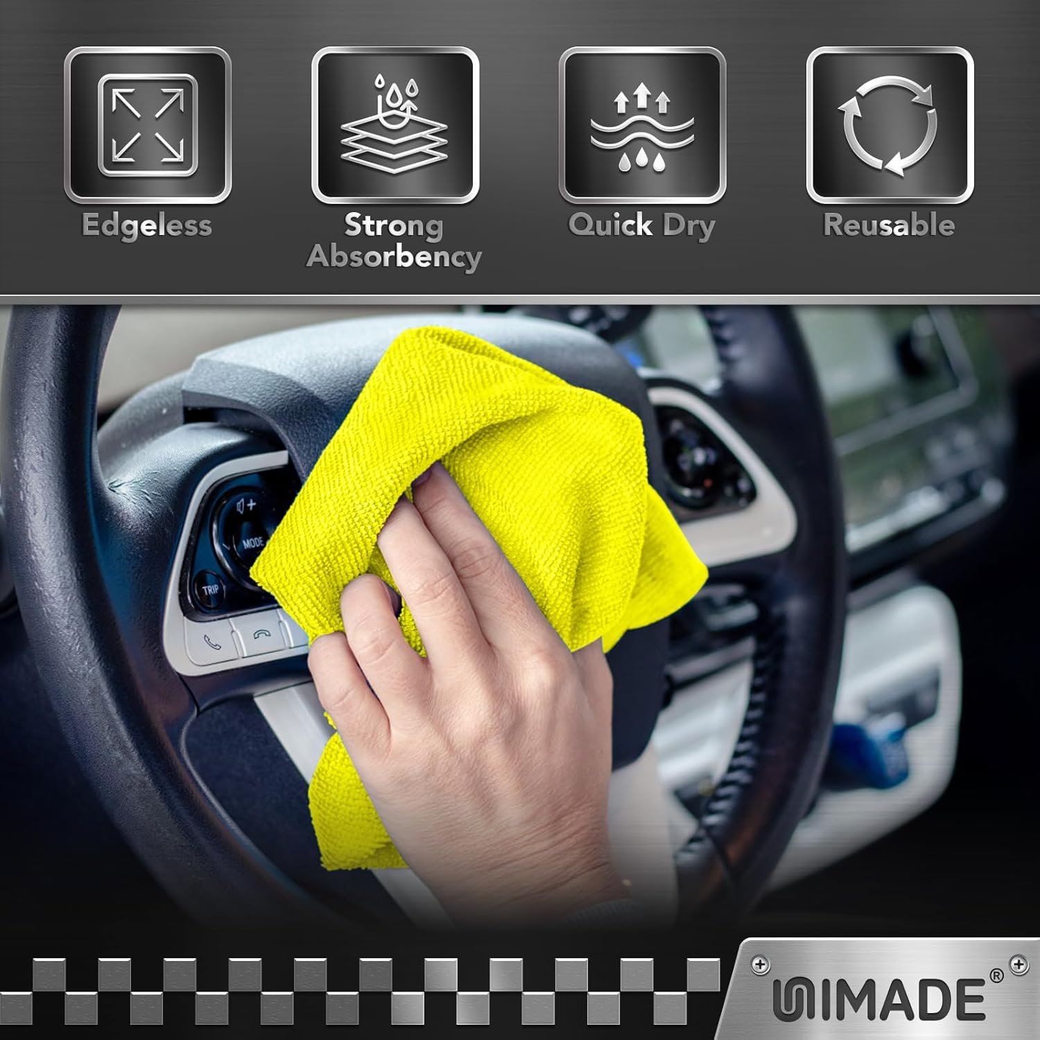 UNIMADE Microfiber Cleaning Cloth, 24 Pack Reusable Microfiber Towels for Cars Lint Free Cleaning Shop Towel Rags for Home Kitchen Automotive Bar Mechanic Restaurant Garage, 11"x 12", Multicolor - Image 6
